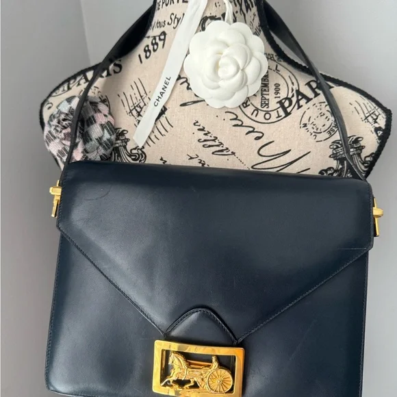 Vintage Celine Black Leather Shoulder Bag - Picture 3 of 7